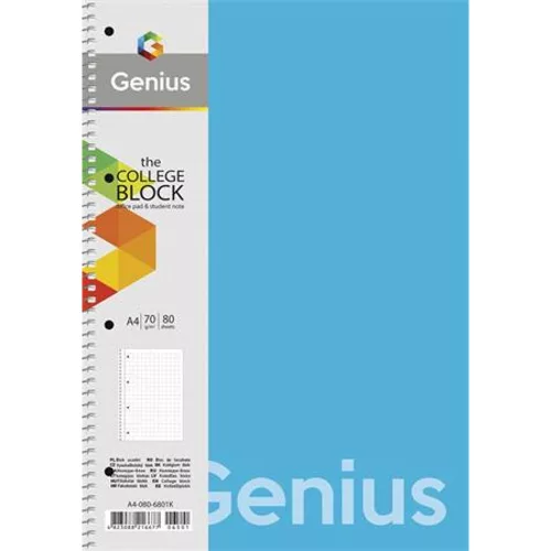 Spirálfüzet, A4, kockás, 80 lap, PP bortító, SHKOLYARYK "Genius", vegyes