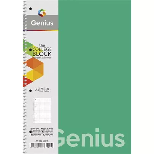 Spirálfüzet, A4, kockás, 80 lap, PP bortító, SHKOLYARYK "Genius", vegyes
