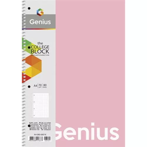 Spirálfüzet, A4, vonalas, 80 lap, PP borító, SHKOLYARYK "Genius Pastel", vegyes