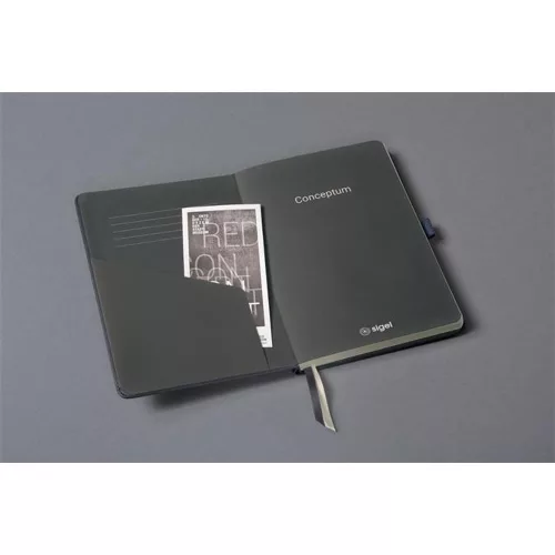 Jegyzetfüzet, exkluzív, A5, vonalas, 97 lap, keményfedeles, SIGEL "Conceptum", szürke metál