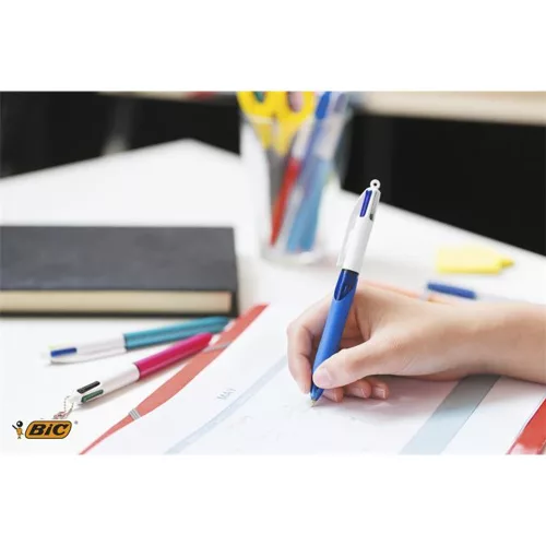 Golyóstoll, 0,32 mm, nyomógombos, négyszínű, BIC "4 Colours Grip Original"