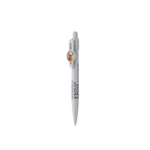 Golyóstoll display, 0,8 mm, nyomógombos, kutyás tolltest, ICO "Dog", kék