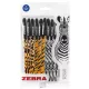 Golyóstoll, 0,27 mm, kupakos, vegyes testszín, ZEBRA "Animal Doodler'z", kék
