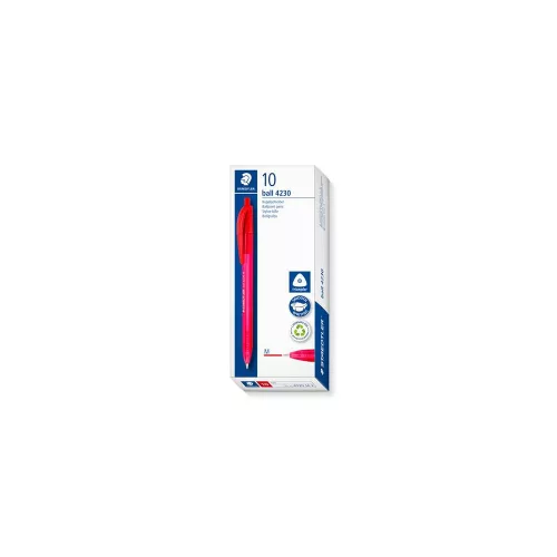 Golyóstoll, 0,5 mm, nyomógombos, STAEDTLER "Ball 423 M", piros