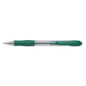   Golyóstoll, 0,22 mm, nyomógombos, PILOT "Super Grip", zöld