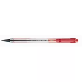   Golyóstoll, 0,27 mm, nyomógombos, átlátszó tolltest, PILOT "BP-S Matic", piros