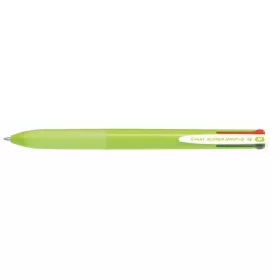   Golyóstoll, 0,27 mm, nyomógombos, világoszöld tolltest, PILOT "Super Grip G", négyszínű