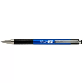   Golyóstoll, 0,24 mm, nyomógombos, kék tolltest, ZEBRA "F-301 A", kék
