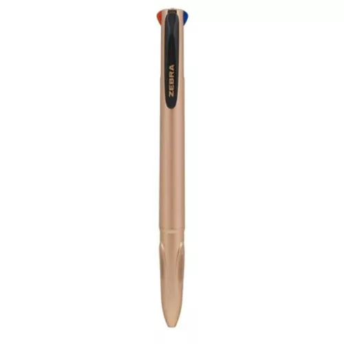 Golyóstoll, 0,37 mm, nyomógombos, négyszínű, ZEBRA "Smooth", rose gold