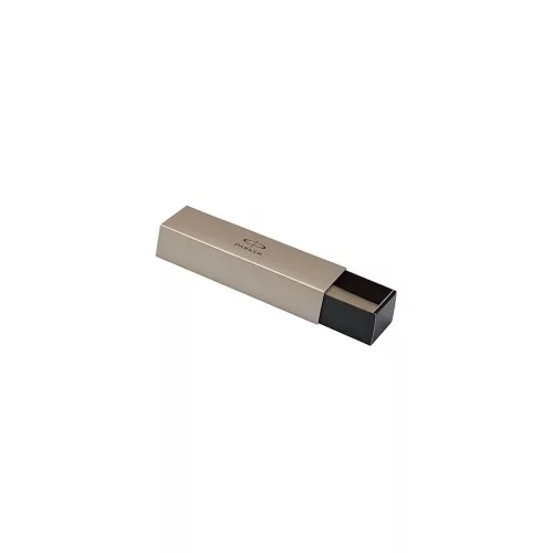 Golyóstoll, 0,7 mm, nyomógombos, ezüst színű klip, rozsdam. acél tolltest, PARKER "Royal Jotter", kék