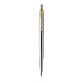   Golyóstoll, 0,7 mm, nyomógombos, arany színű klip, rozsdam. acél tolltest, PARKER "Royal Jotter", kék