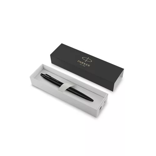 Golyóstoll, 0,7 mm, nyomógombos, fekete színű klip, matt fekete tolltest, PARKER, "Royal Jotter XL", kék