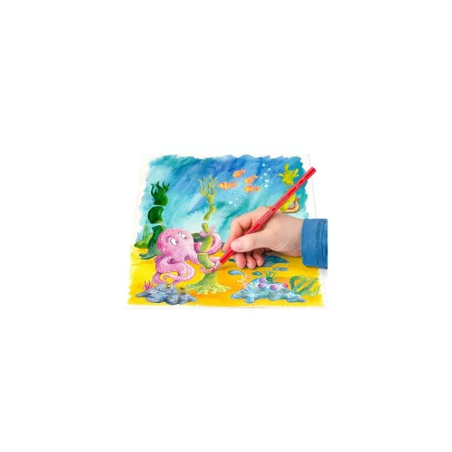 Akvarell ceruza készlet, hatszögletű, ecsettel, STAEDTLER "Noris® aquarell 144 10", 12 különböző szín