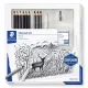 Grafit- és szénceruza készlet, kiegészítőkkel, 12 darabos, STAEDTLER "Mars® Lumograph® 100C"