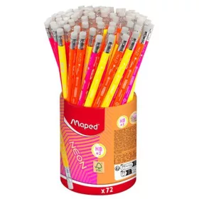   Grafitceruza radírral, ceruzatartó, HB, háromszögletű, MAPED "Black'Peps Neon", vegyes színek - 72db