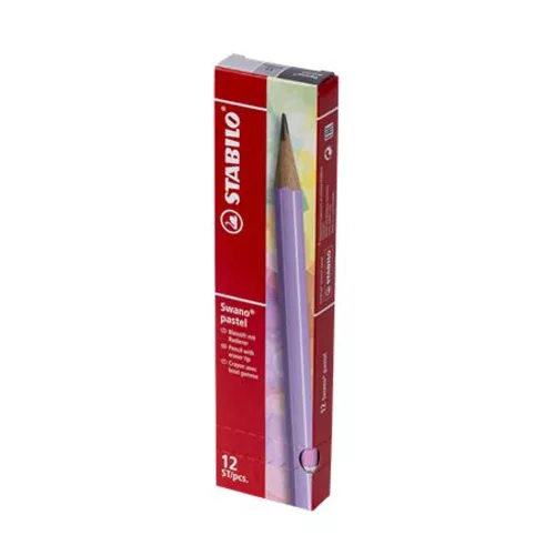 Grafitceruza radírral, HB, hatszögletű, STABILO "Swano Pastel", pink