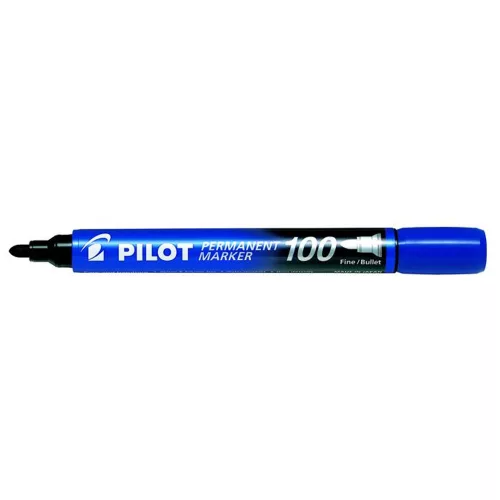 Alkoholos marker, 1 mm, kúpos, PILOT "Permanent Marker 100", kék