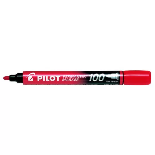Alkoholos marker, 1 mm, kúpos, PILOT "Permanent Marker 100", piros
