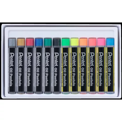 Olajpasztell kréta, PENTEL, "Arts", 12 különböző fluoreszkáló és metál szín