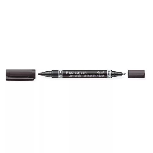 Alkoholos marker, 0,6/1,5 mm, kúpos, kétvégű, STAEDTLER "Lumocolor® duo 348", fekete