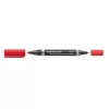 Alkoholos marker, 0,6/1,5 mm, kúpos, kétvégű, STAEDTLER "Lumocolor® duo 348", piros