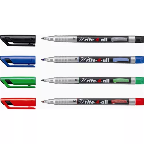 Alkoholos marker, 1 mm, kúpos, STABILO "Write-4-all", piros