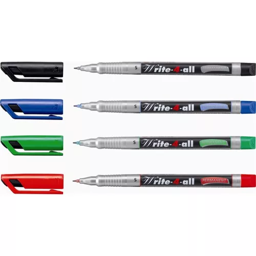 Alkoholos marker, 0,4 mm, kúpos, STABILO "Write-4-all", kék