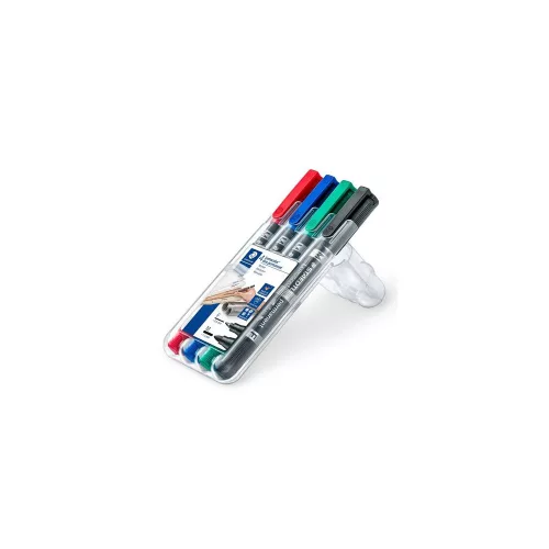 Alkoholos marker készlet, 0,6/1,5 mm, kúpos, kétvégű, STAEDTLER "Lumocolor® duo 348", 4 különböző szín
