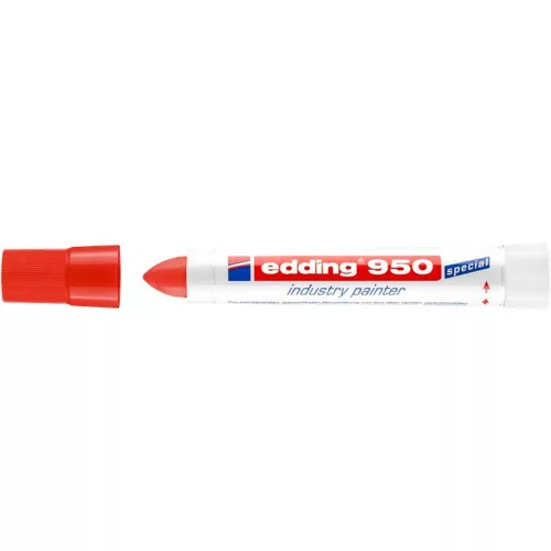 Jelölő marker, 10 mm, kúpos, EDDING "950", piros