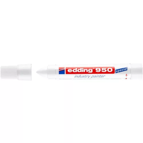 Jelölő marker, 10 mm, kúpos, EDDING "950", fehér
