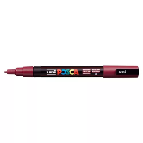 Dekormarker, 0,9-1,3 mm, UNI "Posca PC-3M", vörösbor