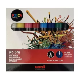   Dekormarker készlet, 1,8-2,5 mm, UNI "Posca PC-5M", 8 különböző szín