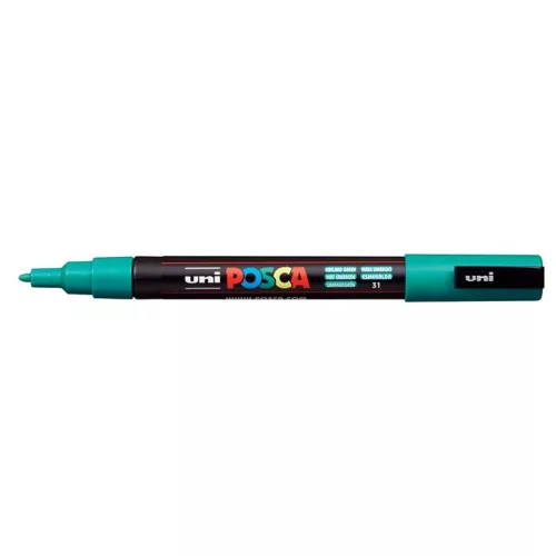 Dekormarker, 0,9-1,3 mm, UNI "Posca PC-3M", smaragdzöld