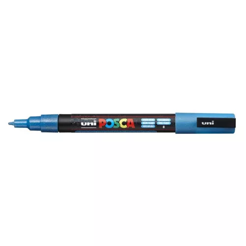 Dekormarker, 0,9-1,3 mm, UNI"Posca PC-3ML", fényes világoskék