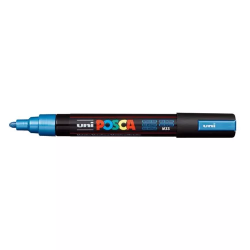 Dekormarker, 1,8-2,5 mm, UNI "Posca PC-5M", metálkék