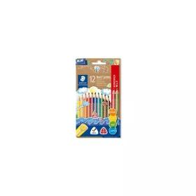   Színes ceruza készlet, háromszögletű, vastag, hegyezővel, STAEDTLER "Noris® Jumbo 128", 10+2 különböző szín