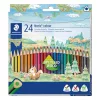 Színes ceruza készlet, háromszögletű, STAEDTLER "Noris Colour 187", 24 különböző szín