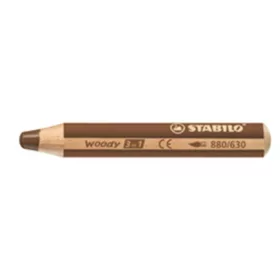   Színes ceruza, kerek, vastag, STABILO "Woody 3 in 1", barna