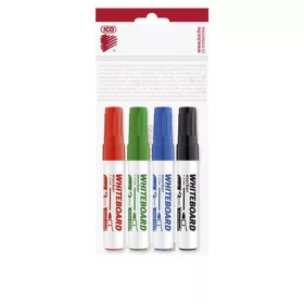   Tábla- és flipchart marker készlet, 1-3 mm, kúpos, ICO "Plan", 4 különböző szín