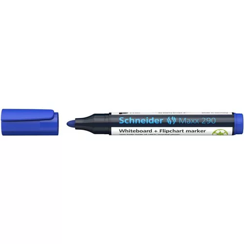 Tábla- és flipchart marker, 2-3 mm, kúpos, SCHNEIDER "Maxx 290", kék