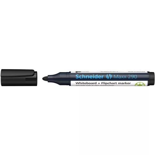 Tábla- és flipchart marker, 2-3 mm, kúpos, SCHNEIDER "Maxx 290", fekete