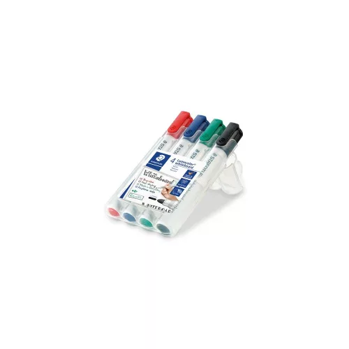 Táblamarker készlet, 2 mm, kúpos, STAEDTLER "Lumocolor® 351", 4 különböző szín