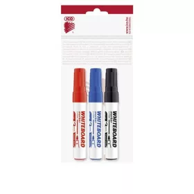   Tábla- és flipchart marker készlet, 1-3 mm, kúpos, ICO "Plan", 3 különböző szín
