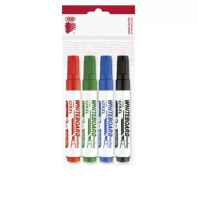   Tábla- és flipchart marker készlet, 1-4 mm, vágott, ICO "Plan 12 XXL", 4 különböző szín