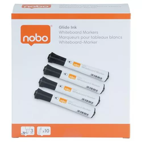 Táblamarker, kúpos hegyű, 2 mm, NOBO "Glide", fekete
