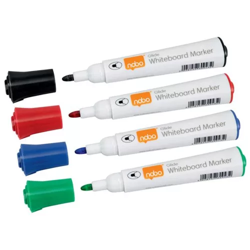 Táblamarker, kúpos hegyű, 2 mm, 10 db, NOBO "Glide", vegyes színek