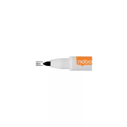 Táblamarker, kúpos hegyű, 2 mm, mágneses kupakkal, NOBO, fekete