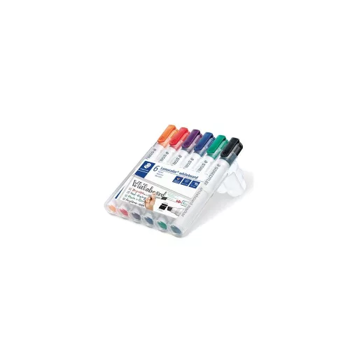 Táblamarker készlet, 2-5 mm, vágott, STAEDTLER "Lumocolor® 351 B", 6 különböző szín