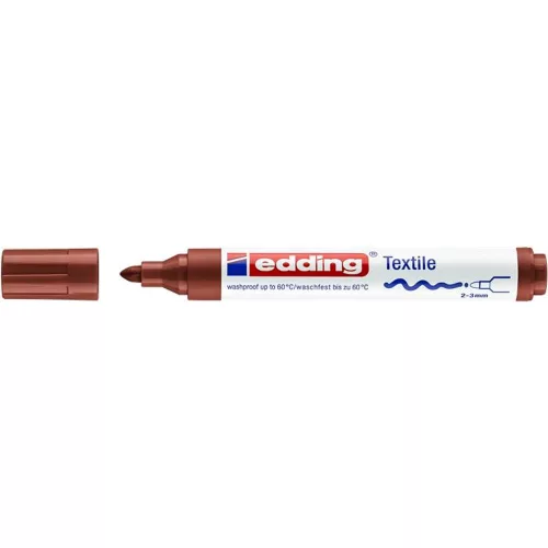 Textilmarker, 2-3 mm, kúpos, EDDING "4500", barna