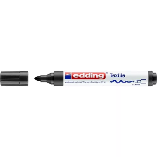 Textilmarker, 2-3 mm, kúpos, EDDING "4500", fekete